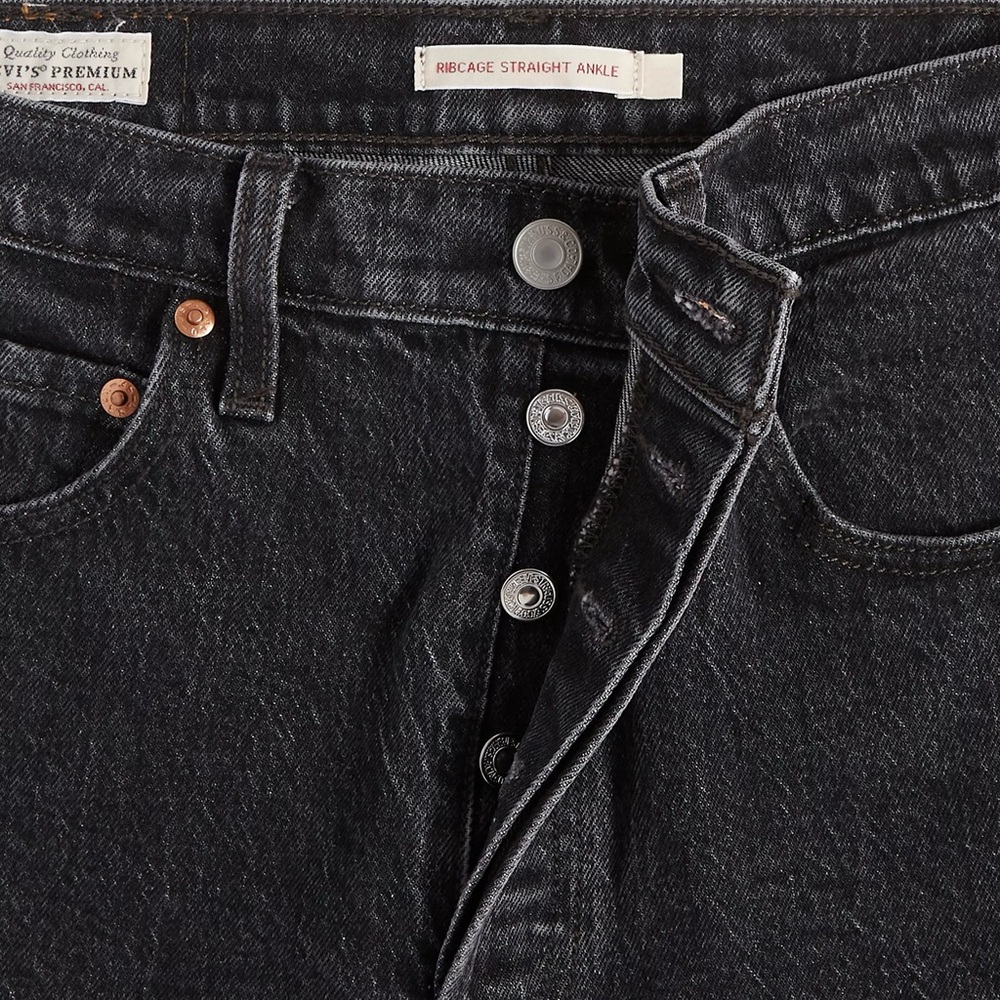 NWT Levi's® Premium Ribcage Straight Ankle Women’s Jeans Soda Spring Black - Picture 3 of 9